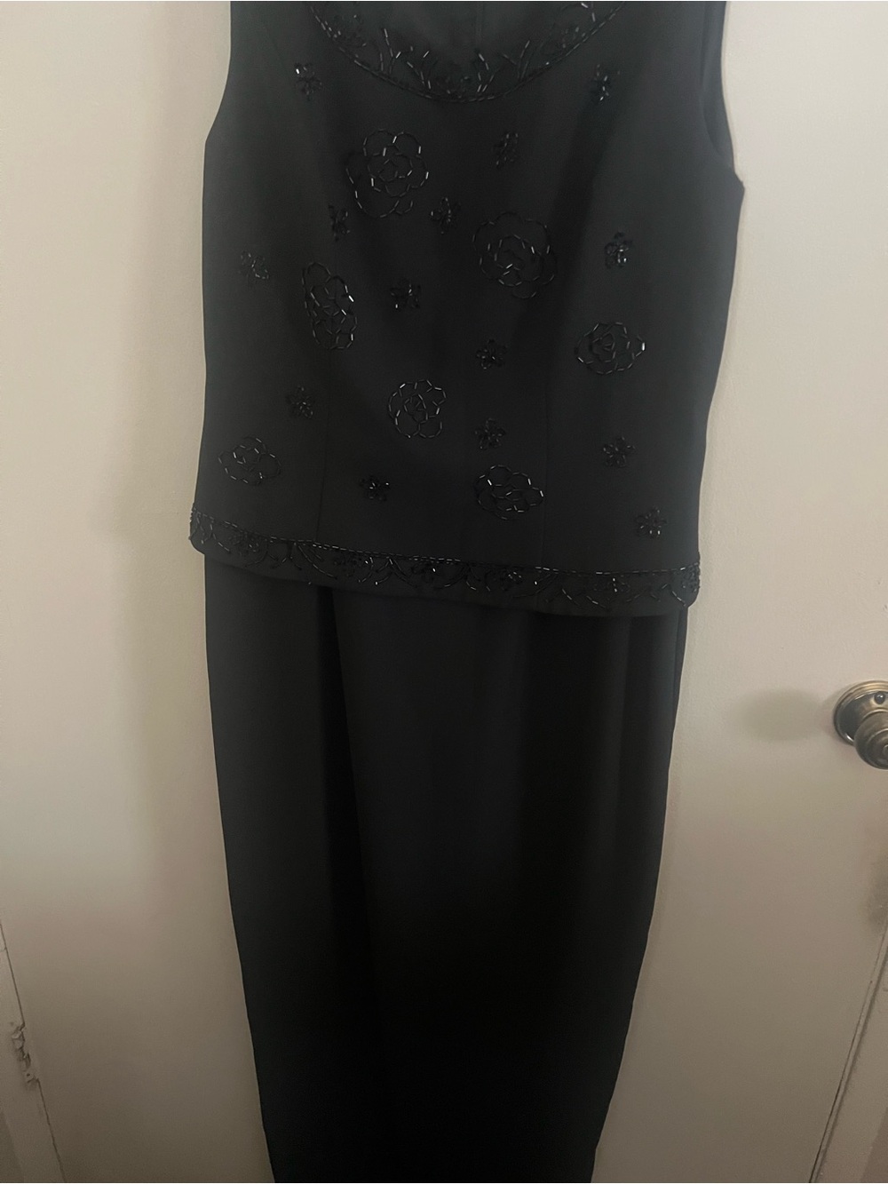Sophisticated Black Beaded Maxi Dress